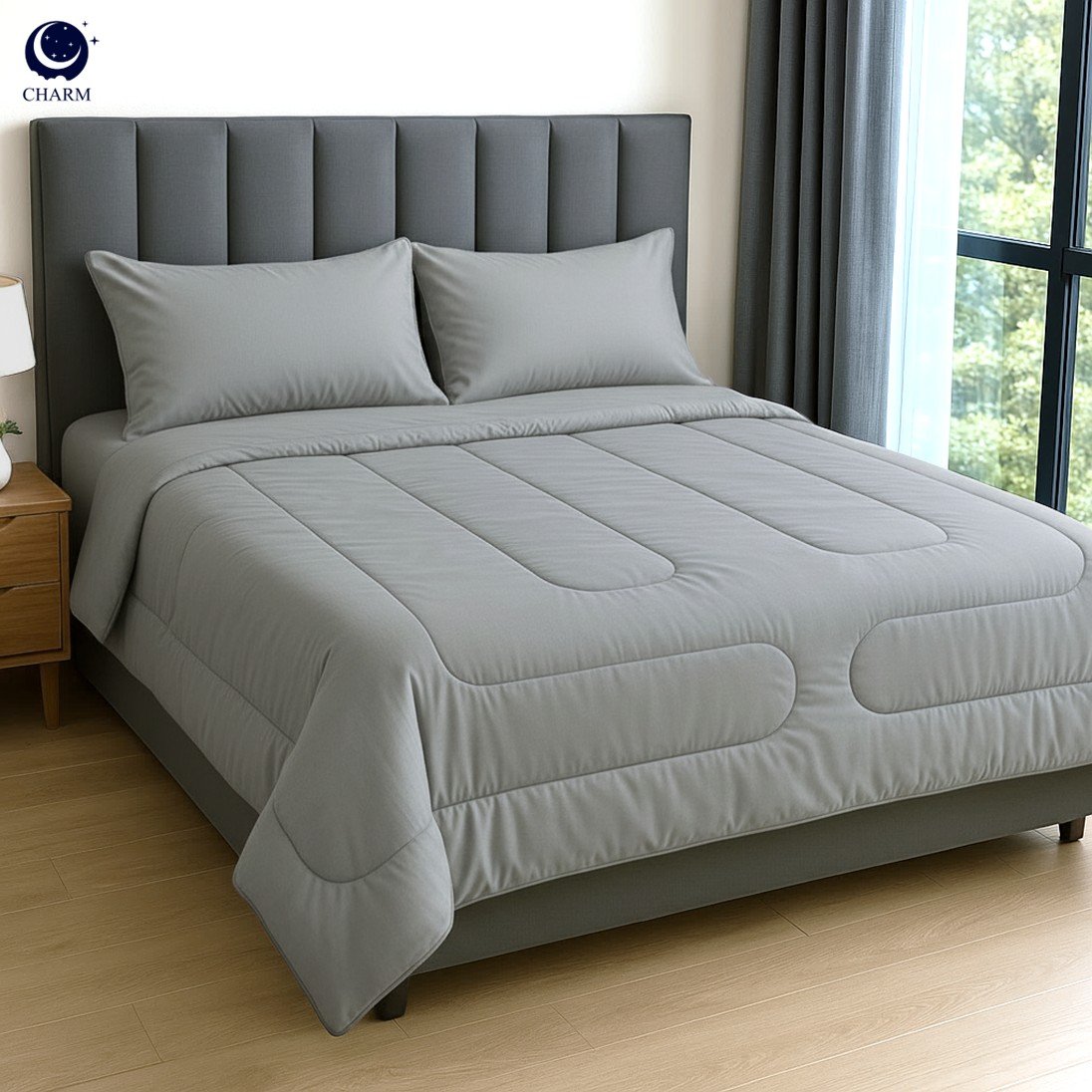 ชุดผ้าปูที่นอน 3.5 ฟุต 4 ชิ้น CHARM สี LIGHT GREY คอลเลคชั่น CLASSIC_0